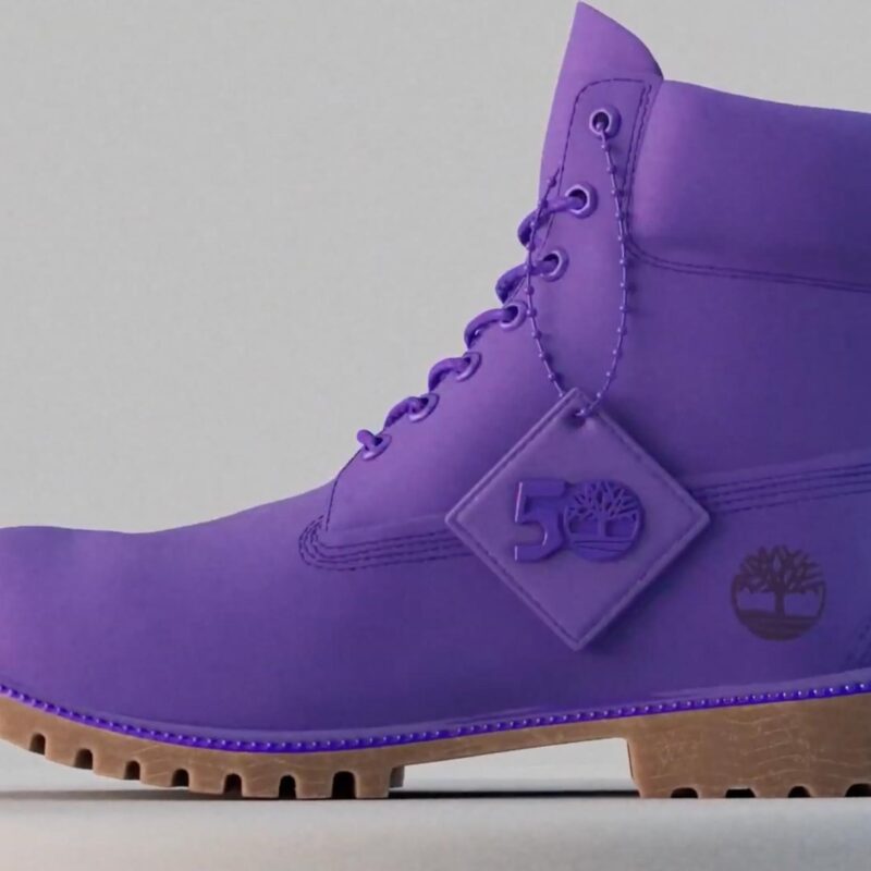 Timberland iconic 6-inch Premium Boot in purple Color Blast edition — product commercial photography by Uptelling for Timberland, VF Corporation